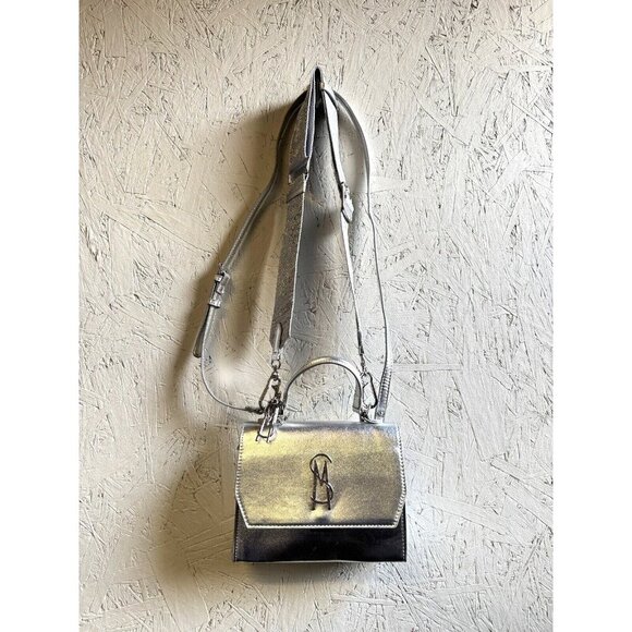 STEVE MADDEN Blattuca logo metallic top handle crossbody bag -Silver (Used) - Picture 14 of 14